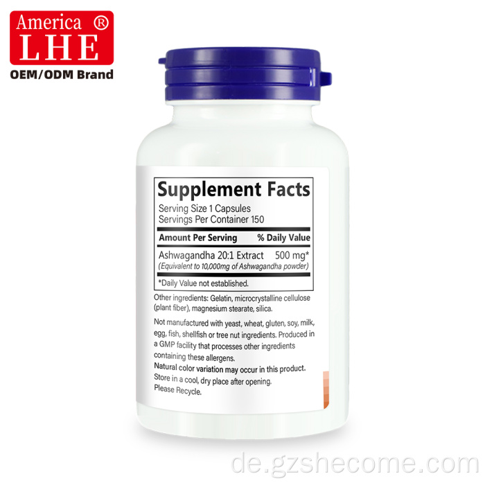 Bio-Shecome-Ashwagandha-Extrakt, 500 mg Nahrungsergänzungsmittel
